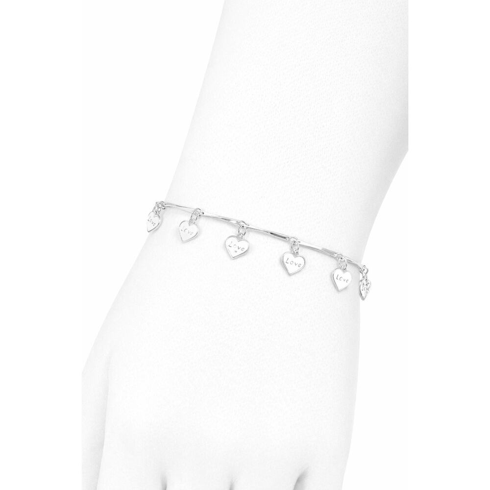 Silver 925 Stamped Heart Charm Bracelet - 20cm Love Fashion Jewelry